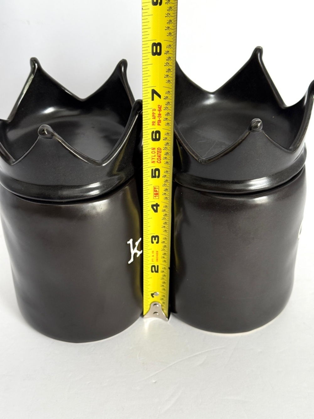 Joseph A. Tea Coffee Mug & Crown Lid Ceramic 21 fl oz Matte Black King & Queen - Picture 9 of 11